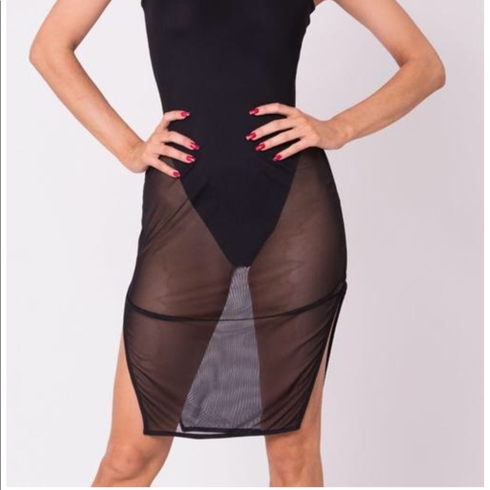 Kim K Mesh Black Bodysuit Dress - Picture 3 of 4